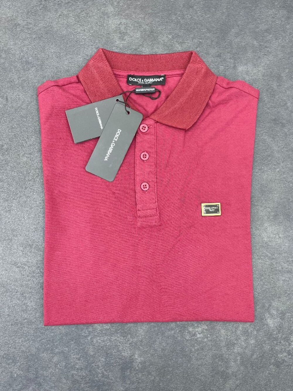 Dolce & Gabbana Men’s Rose Polo Shirt Logo Plaque- Size Large